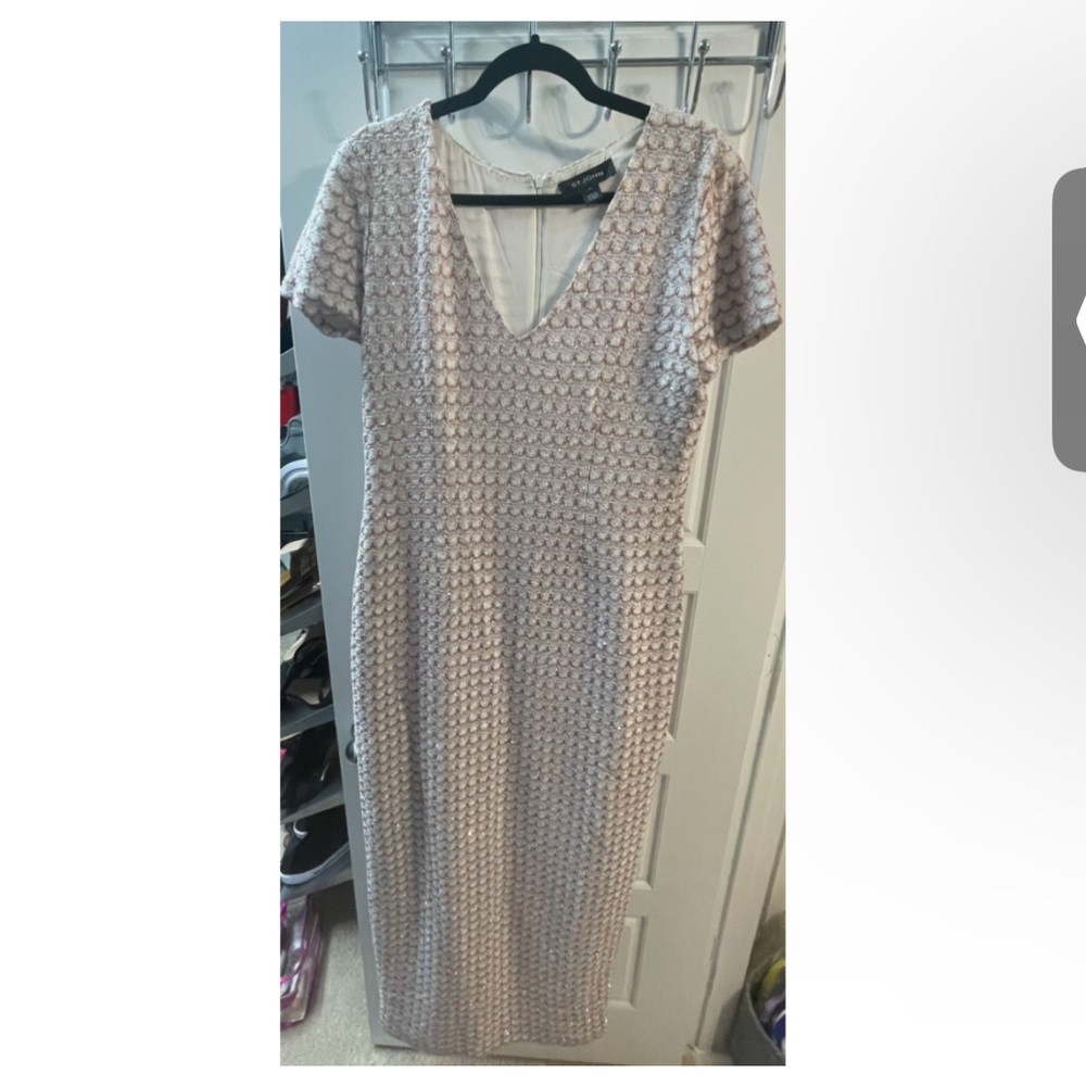 St. John Sequin Scallop Knit Gown. Floor length with back slit. Worn once